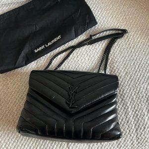 SAINT LAURENT Loulou black medium quilted leather shoulder bag